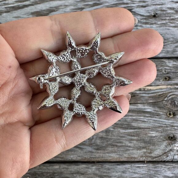 Vintage Jewelry Harvest Fall Flower Brooch Pin Rhinestone Flower Brooch - Picture 2 of 2